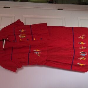 Vintage Rare Dress with Jacket w/Painted Shoppers